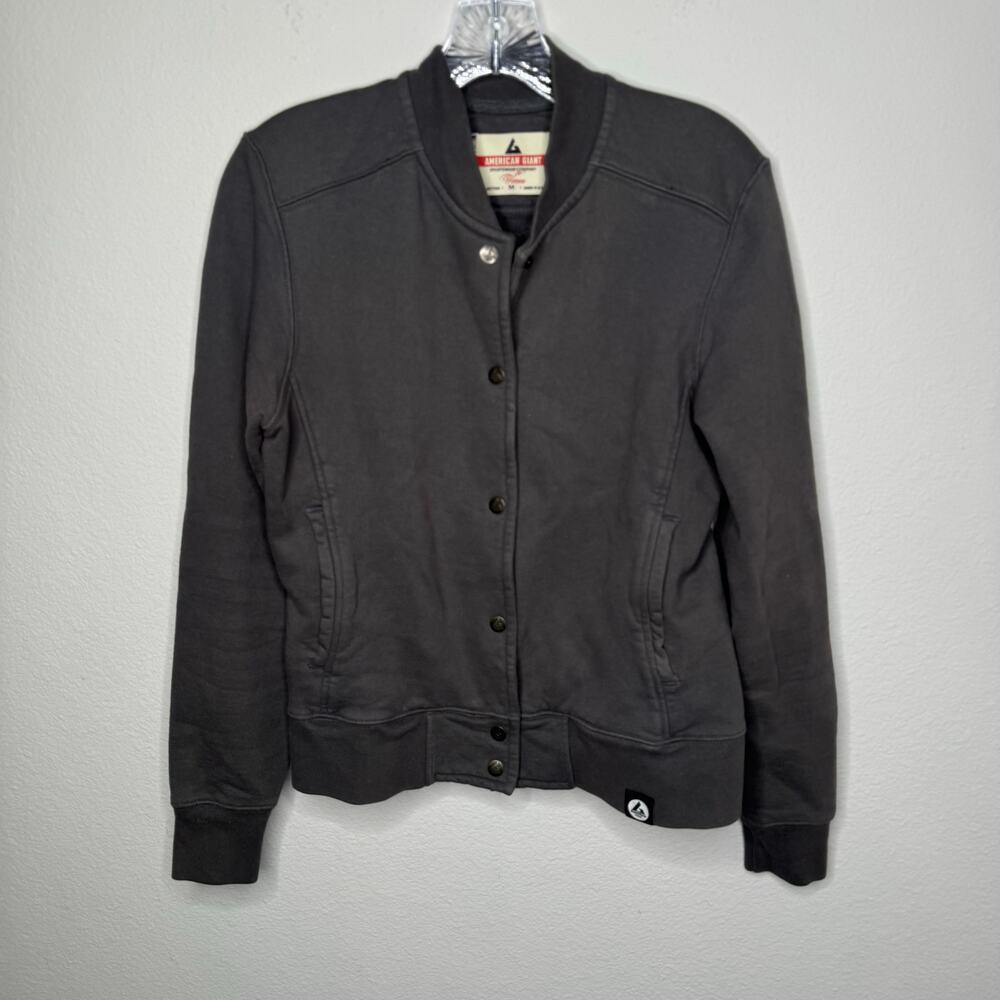 American Giant Women’s Full Button Jacket‎ Gray Size M 100% Cotton Made in USA